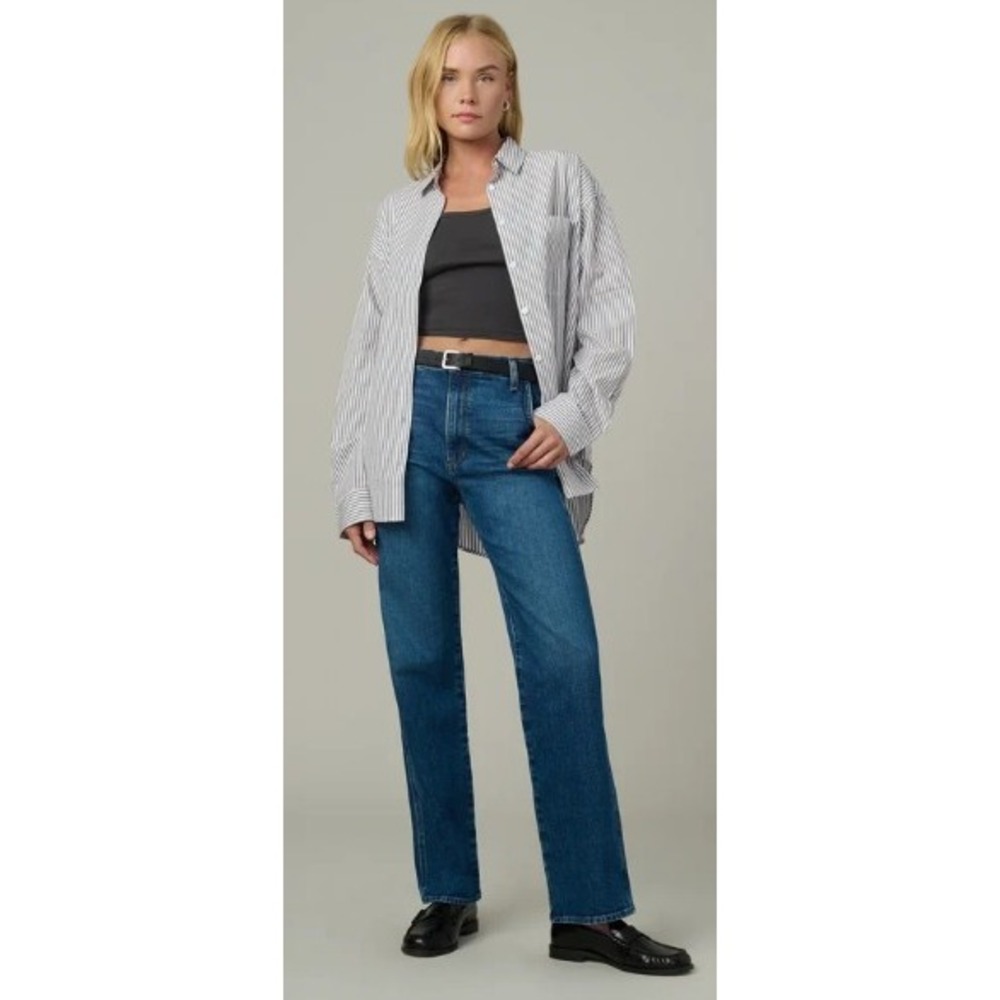 Joe's Jeans Womens S Oversized Boyfriend Shirt Black White Striped NWT